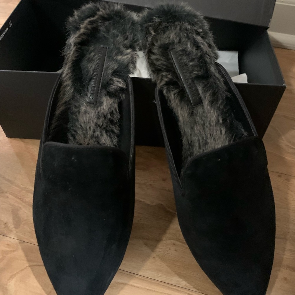 Banana Republic Suede and Faux Fur Mules